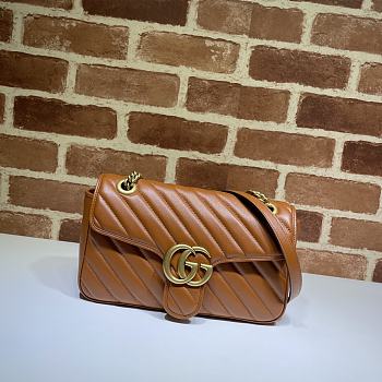 Gucci GG Marmont Small Matelassé Shoulder Bag Brown Leather 26cm