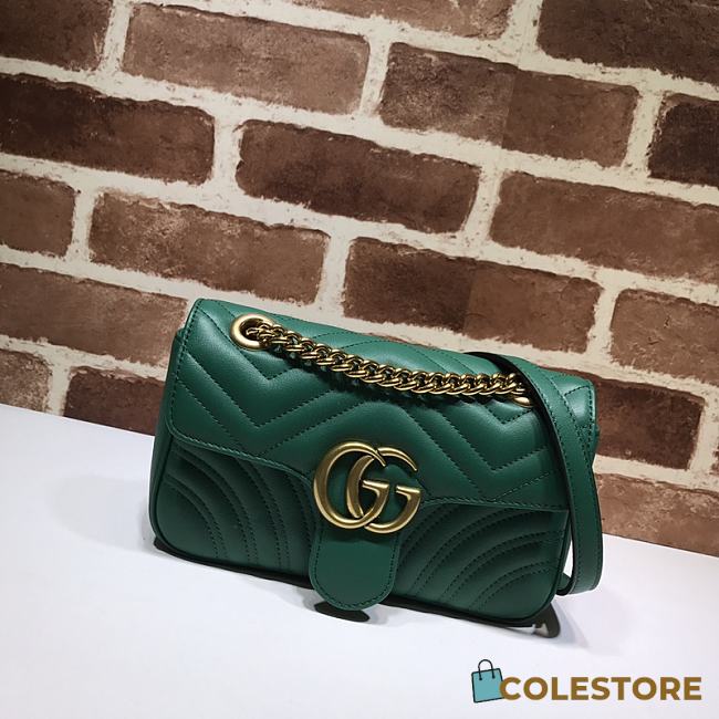 Gucci GG Marmont Small Matelassé Shoulder Bag Dark Green 26cm - 1
