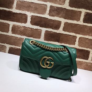 Gucci GG Marmont Small Matelassé Shoulder Bag Dark Green 26cm