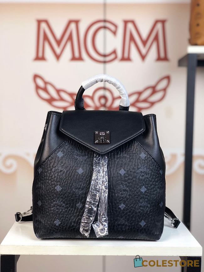 MCM Stark Side Studs Backpack In Black 5922 Size 24x21x12cm - 1
