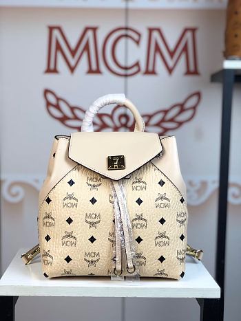 MCM Stark Side Studs Backpack In Beige 5922 Size 24x21x12cm