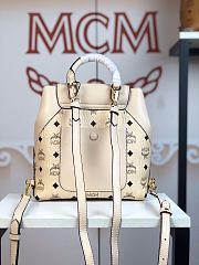 MCM Stark Side Studs Backpack In Beige 5922 Size 24x21x12cm - 2