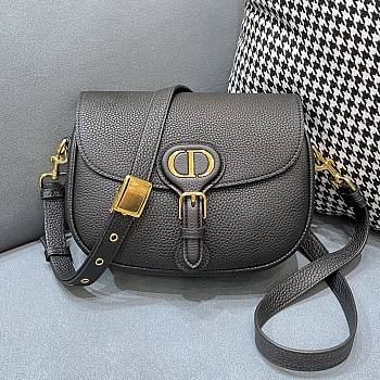 Dior Medium Dior Bobby Bag In Black Grained Caflskin M9319 Size 22x7x18cm