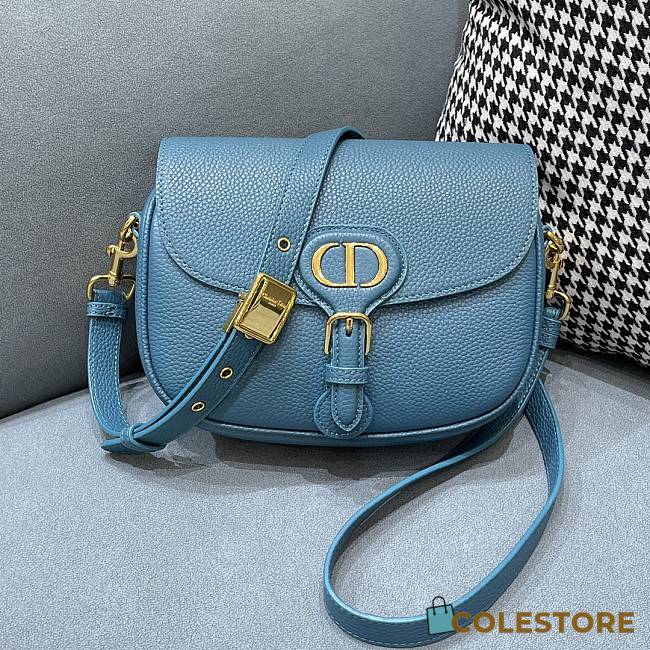 Dior Medium Dior Bobby Bag In Sea Blue Lychee Pattern M9319 Size 22x7x18cm - 1