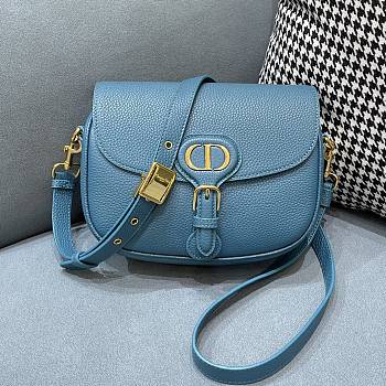 Dior Medium Dior Bobby Bag In Sea Blue Lychee Pattern M9319 Size 22x7x18cm