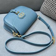 Dior Medium Dior Bobby Bag In Sea Blue Lychee Pattern M9319 Size 22x7x18cm - 3