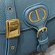 Dior Medium Dior Bobby Bag In Sea Blue Lychee Pattern M9319 Size 22x7x18cm - 4