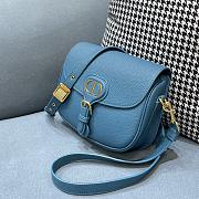 Dior Medium Dior Bobby Bag In Sea Blue Lychee Pattern M9319 Size 22x7x18cm - 6