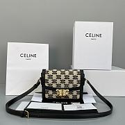 Ceiline Medium Triomphe Bag In Textile With Triomphe Embroidery And Calfskin Black 191242 - 1