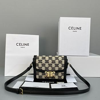 Ceiline Medium Triomphe Bag In Textile With Triomphe Embroidery And Calfskin Black 191242