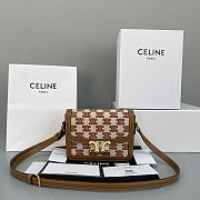 Ceiline Medium Triomphe Bag In Textile With Triomphe Embroidery And Calfskin Vintage Pink 188882 - 1