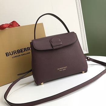 Buberry Medium Leather Two Handle Title Bag In Wine 6181 Size 26x12x21cm