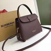 Buberry Medium Leather Two Handle Title Bag In Wine 6181 Size 26x12x21cm - 6