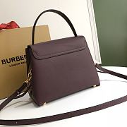 Buberry Medium Leather Two Handle Title Bag In Wine 6181 Size 26x12x21cm - 4