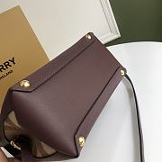 Buberry Medium Leather Two Handle Title Bag In Wine 6181 Size 26x12x21cm - 5