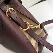 Buberry Medium Leather Two Handle Title Bag In Wine 6181 Size 26x12x21cm - 3