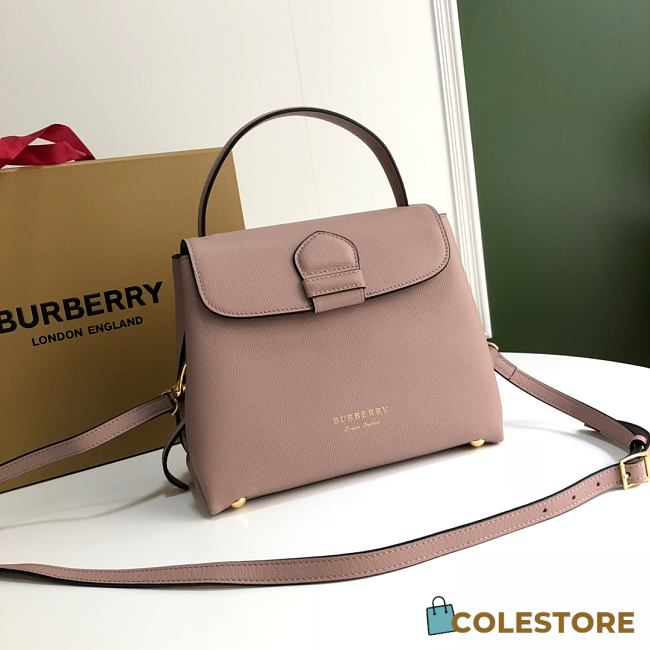 Buberry Medium Leather Two Handle Title Bag In Pink 6181 Size 26x12x21cm - 1