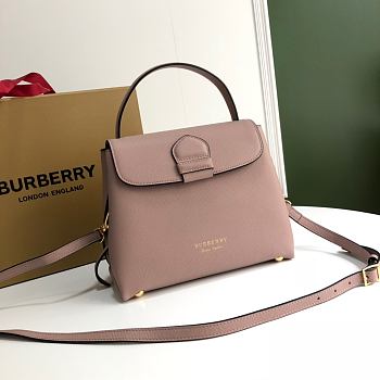 Buberry Medium Leather Two Handle Title Bag In Pink 6181 Size 26x12x21cm