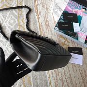 YSL Sheepskin Matelasse Chervon Medium College Bag Black 392737 Size 24x17x7Cm - 6