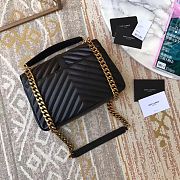 YSL Sheepskin Matelasse Chervon Medium College Bag Gold Chain 392737 Size 24x17x7Cm - 2