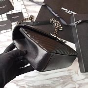YSL Sheepskin Matelasse Chervon Medium College Bag Silver Chain 392737 Size 24x17x7Cm - 3