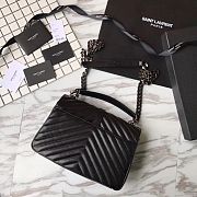 YSL Sheepskin Matelasse Chervon Medium College Bag Silver Chain 392737 Size 24x17x7Cm - 4