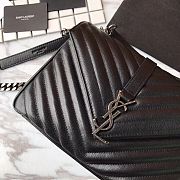 YSL Sheepskin Matelasse Chervon Medium College Bag Silver Chain 392737 Size 24x17x7Cm - 6