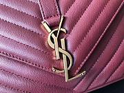 YSL Sheepskin Matelasse Chervon Medium College Bag Wine 392737 Size 24x17x7Cm - 5