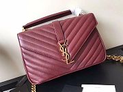 YSL Sheepskin Matelasse Chervon Medium College Bag Wine 392737 Size 24x17x7Cm - 4