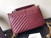 YSL Sheepskin Matelasse Chervon Medium College Bag Wine 392737 Size 24x17x7Cm - 3