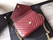 YSL Sheepskin Matelasse Chervon Medium College Bag Wine 392737 Size 24x17x7Cm - 2