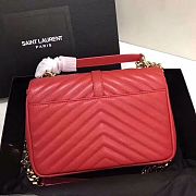 YSL Sheepskin Matelasse Chervon Medium College Bag Red 392737 Size 24x17x7Cm - 3