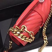YSL Sheepskin Matelasse Chervon Medium College Bag Red 392737 Size 24x17x7Cm - 5