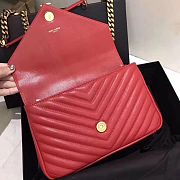 YSL Sheepskin Matelasse Chervon Medium College Bag Red 392737 Size 24x17x7Cm - 4