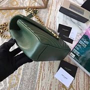 YSL Sheepskin Matelasse Chervon Medium College Bag Green 392737 Size 24x17x7Cm - 5