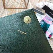 YSL Sheepskin Matelasse Chervon Medium College Bag Green 392737 Size 24x17x7Cm - 4
