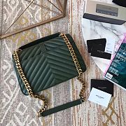 YSL Sheepskin Matelasse Chervon Medium College Bag Green 392737 Size 24x17x7Cm - 2