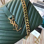 YSL Sheepskin Matelasse Chervon Medium College Bag Green 392737 Size 24x17x7Cm - 3