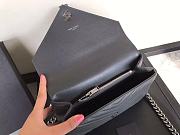 YSL Sheepskin Matelasse Chervon Medium College Bag Grey 392737 Size 24x17x7Cm - 6
