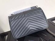 YSL Sheepskin Matelasse Chervon Medium College Bag Grey 392737 Size 24x17x7Cm - 5