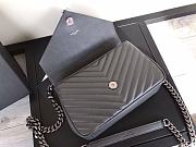 YSL Sheepskin Matelasse Chervon Medium College Bag Grey 392737 Size 24x17x7Cm - 4