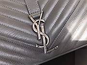 YSL Sheepskin Matelasse Chervon Medium College Bag Grey 392737 Size 24x17x7Cm - 3