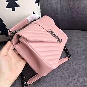 YSL Sheepskin Matelasse Chervon Medium College Bag Pink 392737 Size 24x17x7Cm - 5