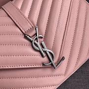 YSL Sheepskin Matelasse Chervon Medium College Bag Pink 392737 Size 24x17x7Cm - 4