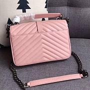 YSL Sheepskin Matelasse Chervon Medium College Bag Pink 392737 Size 24x17x7Cm - 3