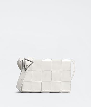 Bottega Veneta Cassette Intreccio Leather Cross-Body Bag White 666870 Size 23x15x5cm