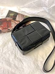 Bottega Veneta Cassette Intreccio Leather Cross-Body Bag Cobalt Black 578004 Size 12x8x4cm - 4