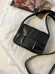 Bottega Veneta Cassette Intreccio Leather Cross-Body Bag Cobalt Black 578004 Size 12x8x4cm - 6