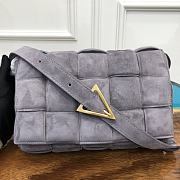 Bottega Veneta Padded Cassette Suede Shoulder Bag Grey 591970 Size 26x18x8cm - 1