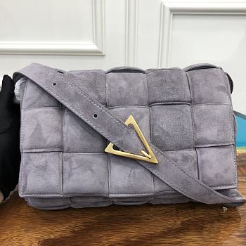 Bottega Veneta Padded Cassette Suede Shoulder Bag Grey 591970 Size 26x18x8cm